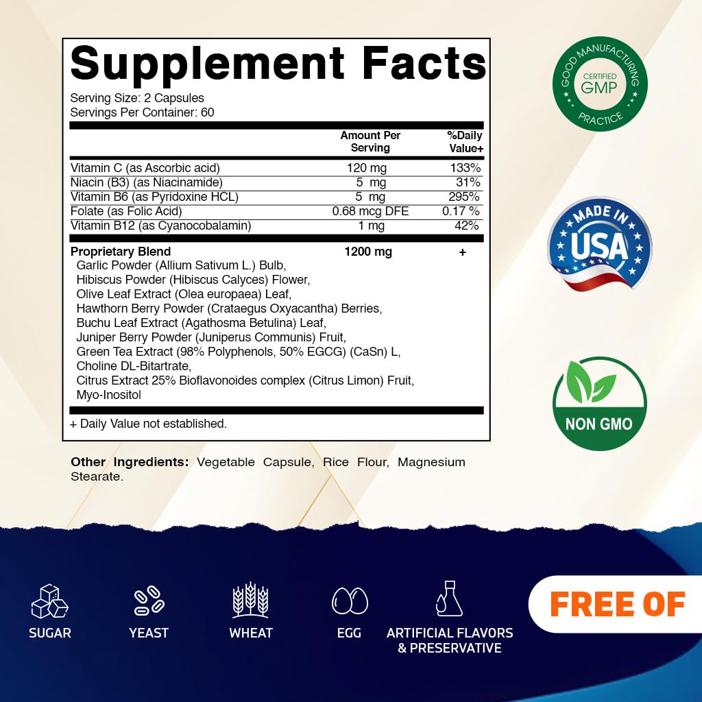 Vitamatic Tinnitus Relief Support – 120 Veggie Capsules | 1200 mg per Serving | Ear Health, Non-GMO, Gluten-Free