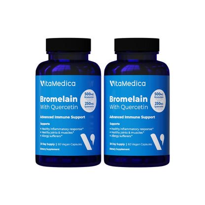 VitaMedica Bromelain & Quercetin — 500mg Bromelain / 250mg Quercetin, 2400 GDU, 60 Vegan Capsules