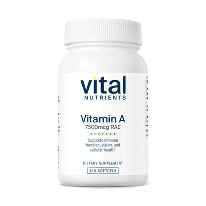 Vital Nutrients Vitamin A 7500mcg RAE – Immune, Vision, Skin Support | 100 Capsules