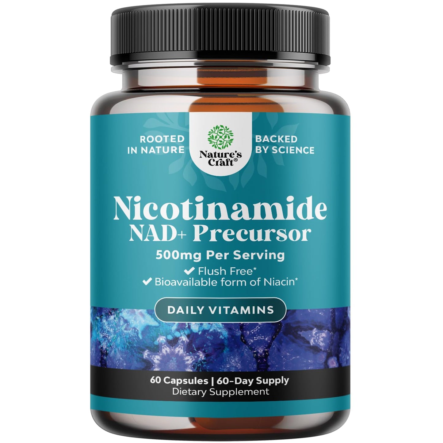 Vitamin B3 Niacinamide 500mg Capsules - Flush Free Niacin 60 Count