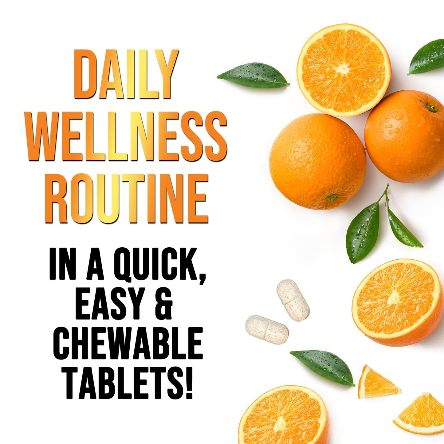 Vitamin C 1000mg Chewable – Extra Strength Immune Support (Vegan, Orange) | 120 Tablets