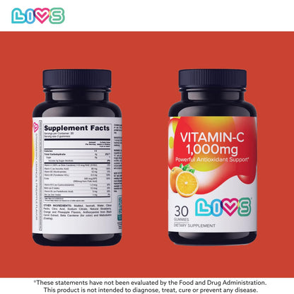 Vitamin C 1000mg Gummies for Kids & Adults | Vegan, Non-GMO, Gluten-Free