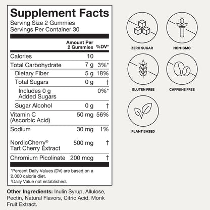 Humann Tart Cherry Gummies – NSF Certified Sport, Sugar-Free & Vegan