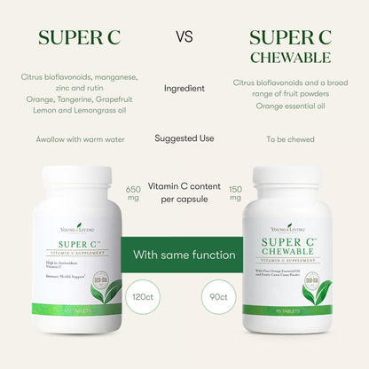 Young Living Super C Chewable Tablets 90ct – Vitamin C with Orange Essential Oil