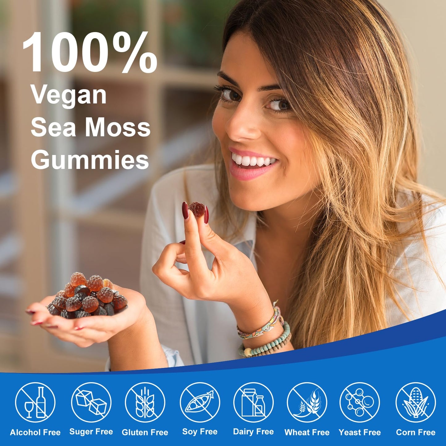 Vegan Ashwagandha Sea Moss Gummies - 60 Count | Immune Support, Digestive Health & 13-in-1 Bundle