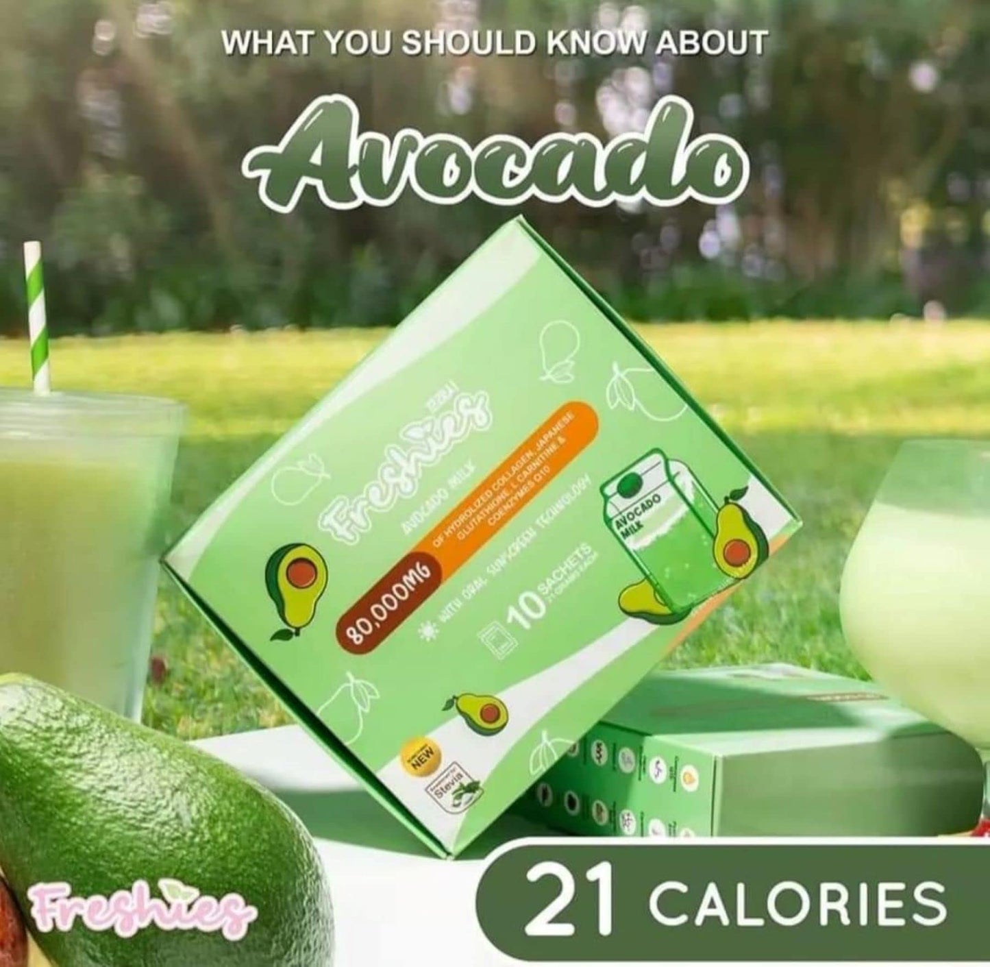 Juju Glow Freshies Avocado Milk 80,000mg Hydrolyzed Collagen 10 Sachets