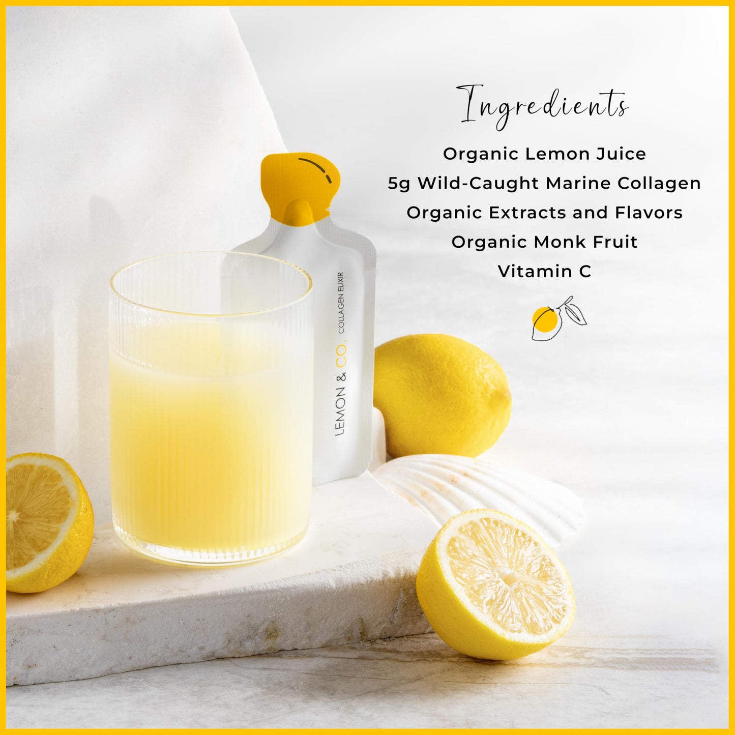 LEMON & CO. Liquid Collagen for Women – 5000mg Marine Collagen, Organic Lemon & Vitamin C