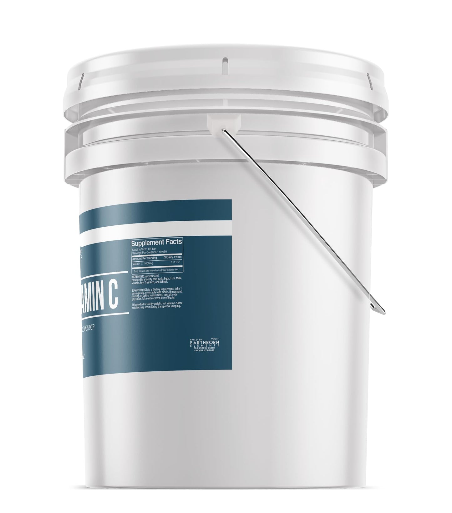 Earthborn Elements Vitamin C Powder (5 Gallon) – Pure Ascorbic Acid for DIY Skincare & Cleaning