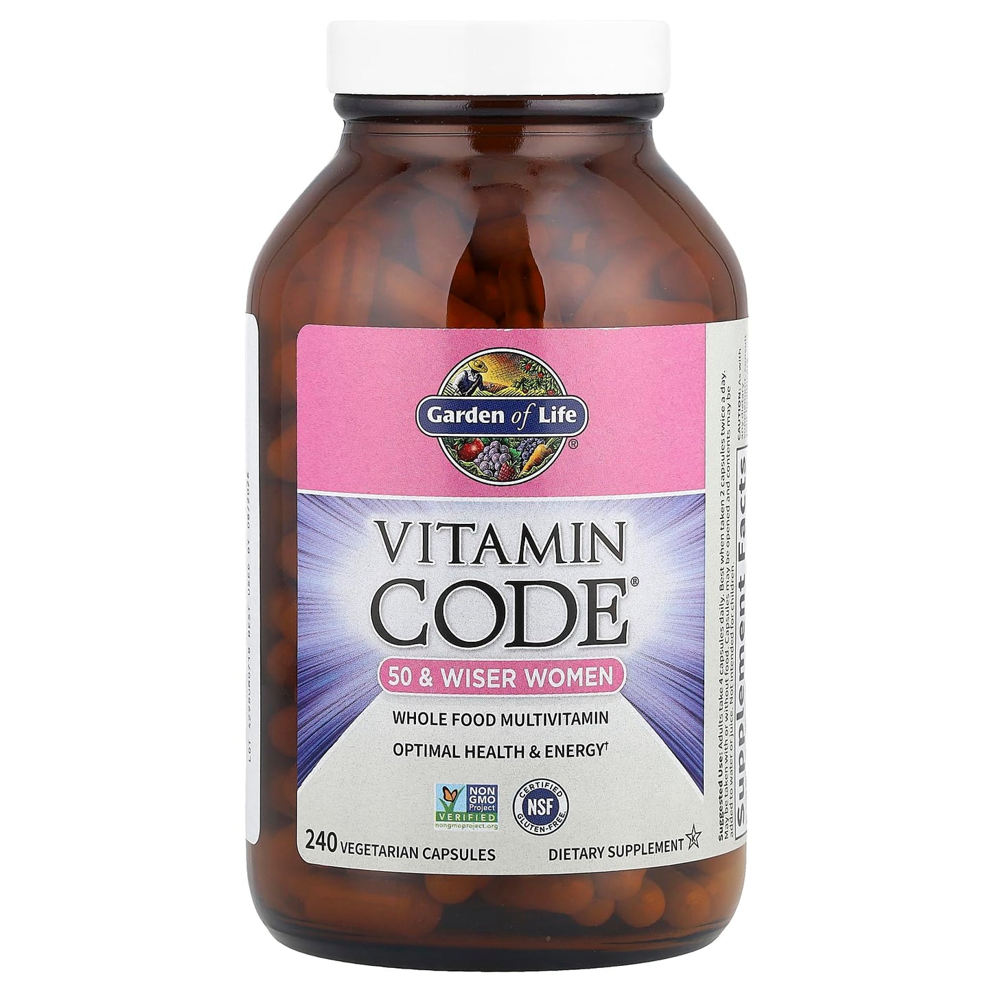 Garden of Life Vitamin Code 50+ Women Multivitamin – Probiotics, Enzymes & Whole-Food Nutrition | 240 Capsules