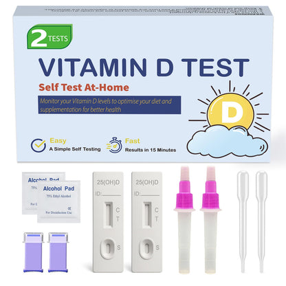Vitamin D Test at-Home [2 Tests], Vitamin D Deficiency Test for Kids & Adults with Rapid Result in 15 Minutes