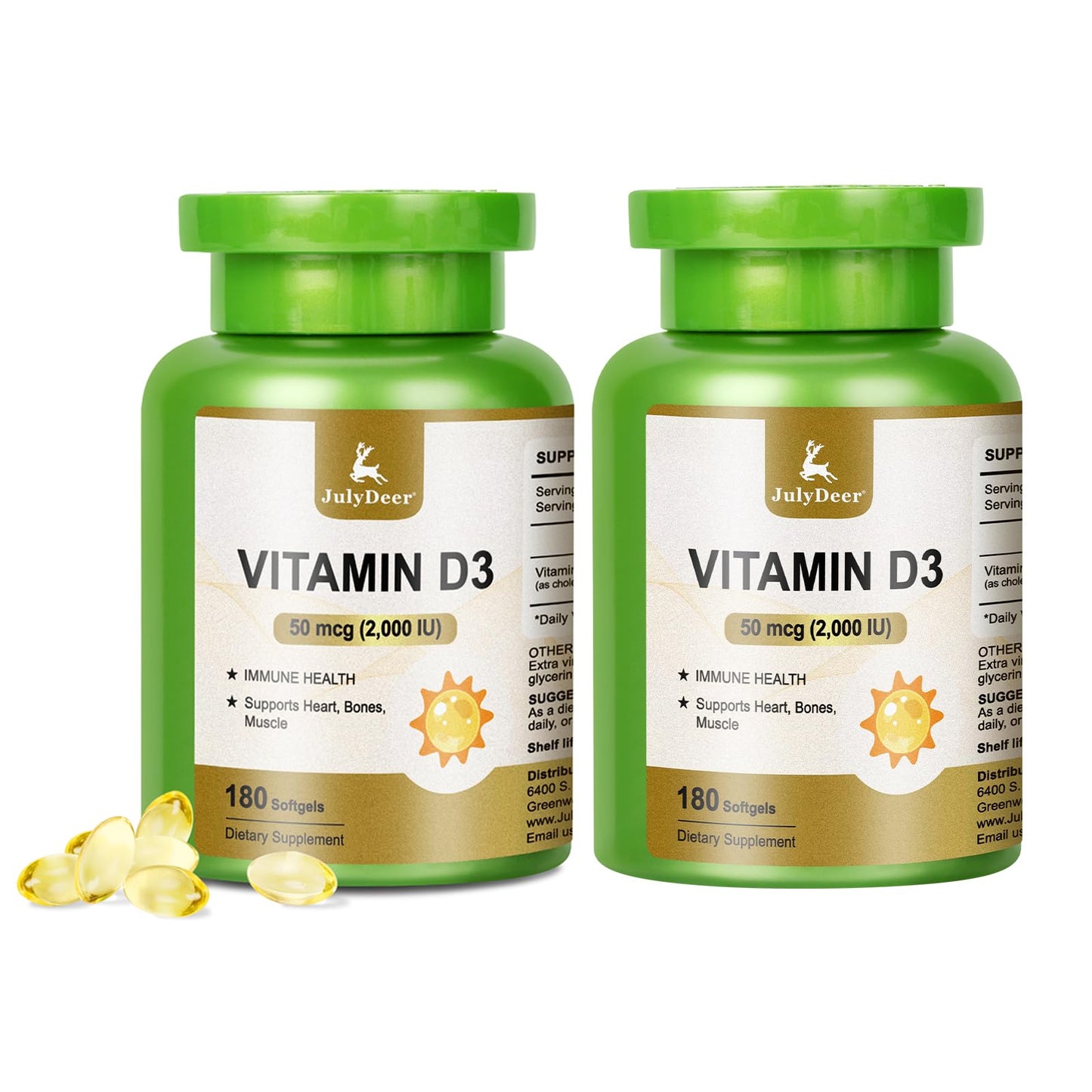 Vitamin D3 2000 IU (50 mcg) 360 Softgels – Immune & Bone Health | Non-GMO, Gluten-Free