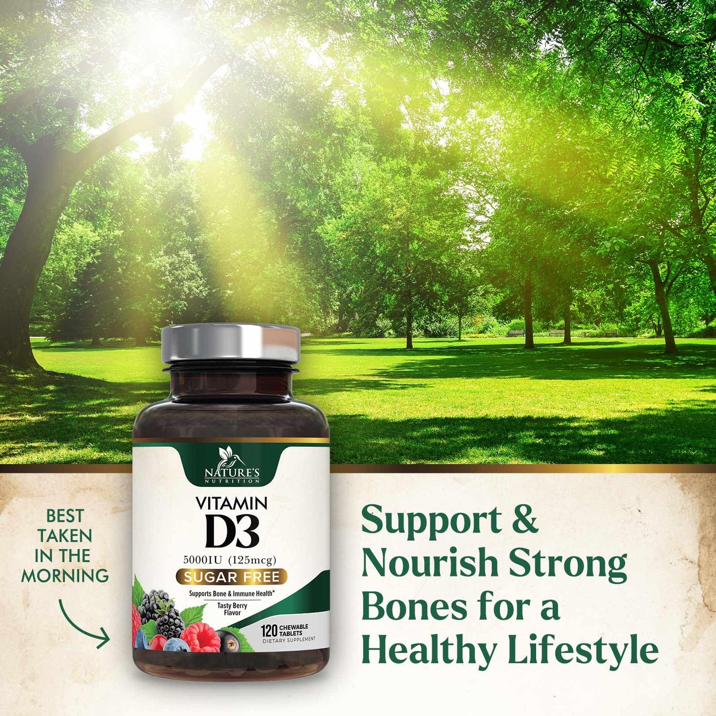 Vitamin D3 5000 IU Chewables – Immune & Bone Support | Nature's Nutrition