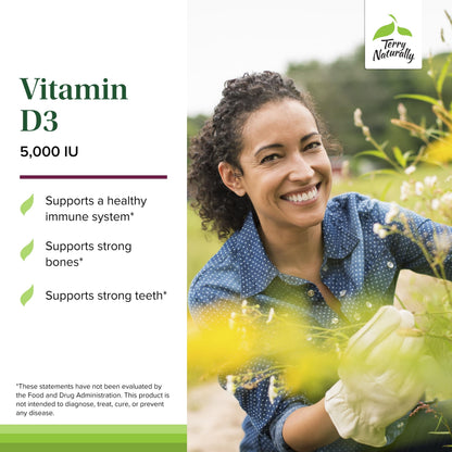 Terry Naturally Vitamin D3 5000 IU – Bone Health, Immune & Brain Support | Berry Chewables, 90 Count (Pack of 2)