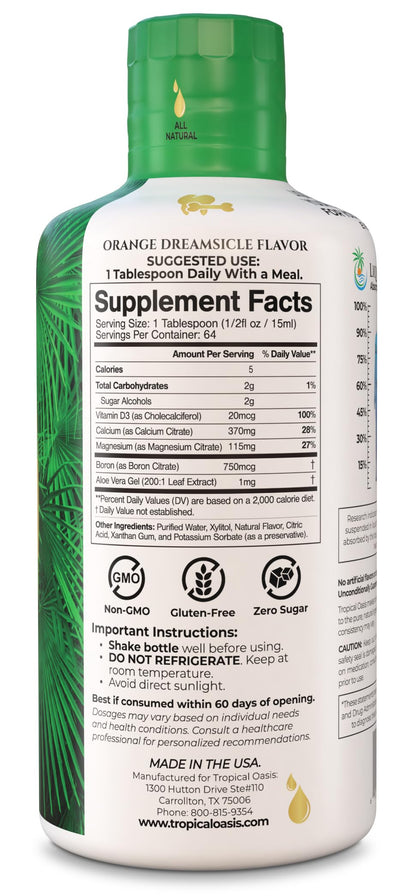 Tropical Oasis Liquid Calcium Magnesium – 98% Absorption – 32 Fl Oz (64 Serv)