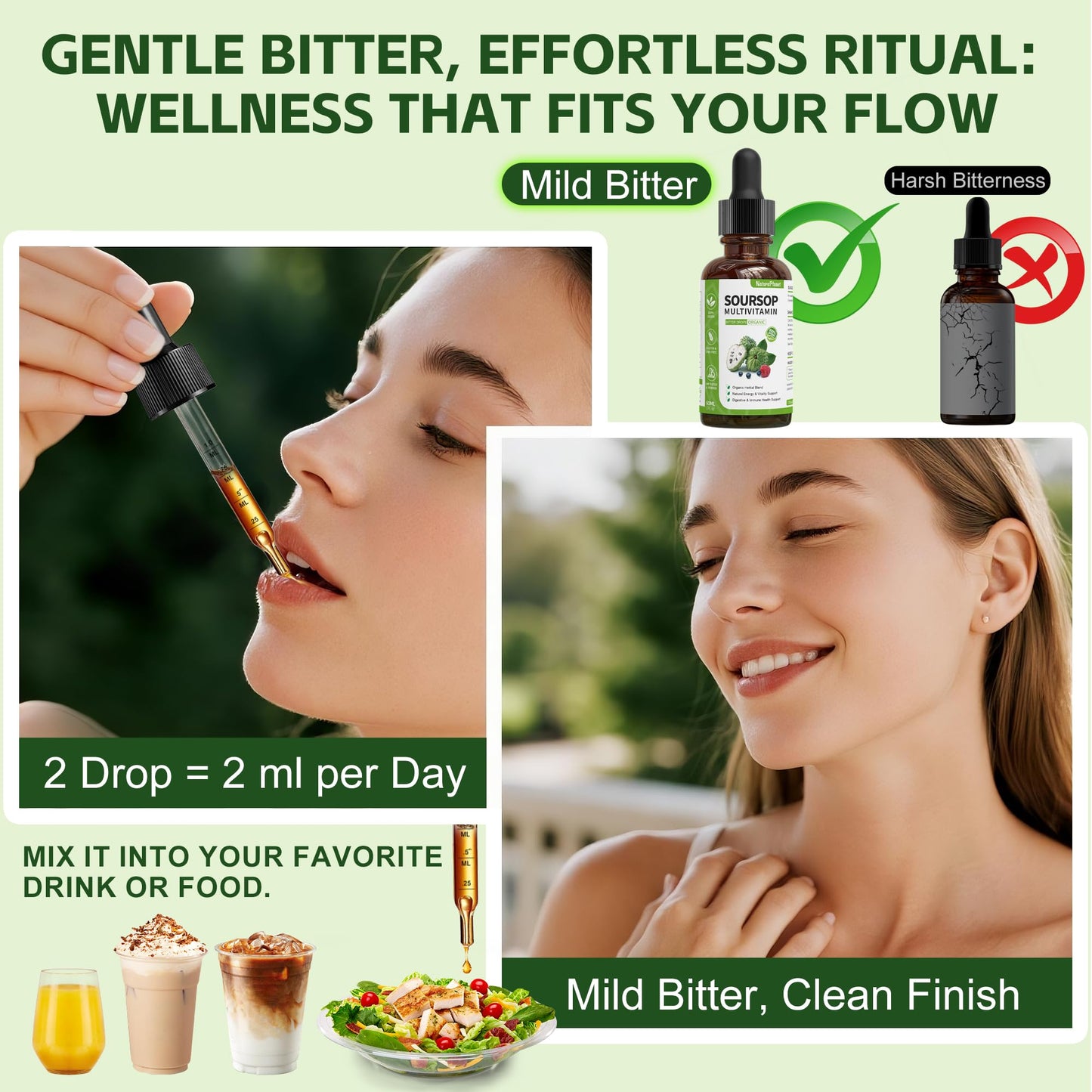 NaturePlanet Soursop Bitters Drops with Vitamin C, D3 & B6 — Immune Support & Digestive Health