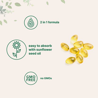 Micro Ingredients Vitamin D3 5,000 IU + K2 MK-7 100 mcg | 2 Pack (600 Softgels) | Sunflower Oil | Non-GMO | Gluten-Free