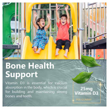 Vitamin D3 Gummies for Kids - 1000 IU Strawberry, Vegan & Non-GMO