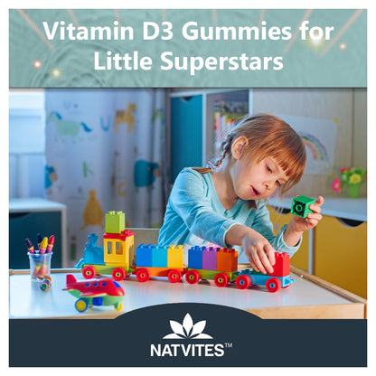 Vitamin D3 Gummies for Kids - 1000 IU Strawberry, Vegan & Non-GMO