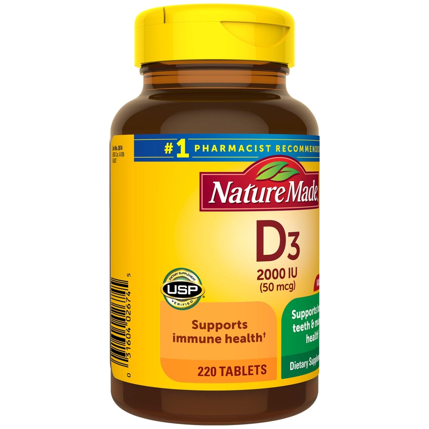Vitamin D3 2000 IU (50 mcg) – 220 Tablets | Immune Support & Bone Health