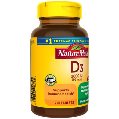 Vitamin D3 2000 IU (50 mcg) – 220 Tablets | Immune Support & Bone Health