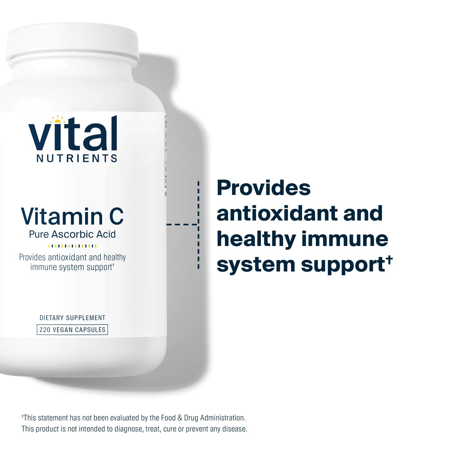 Vital Nutrients Vitamin C 1000mg | Pure Ascorbic Acid, Vegan Antioxidant for Immune Support & Iron Absorption | Gluten Free | Non-GMO | 220 Capsules