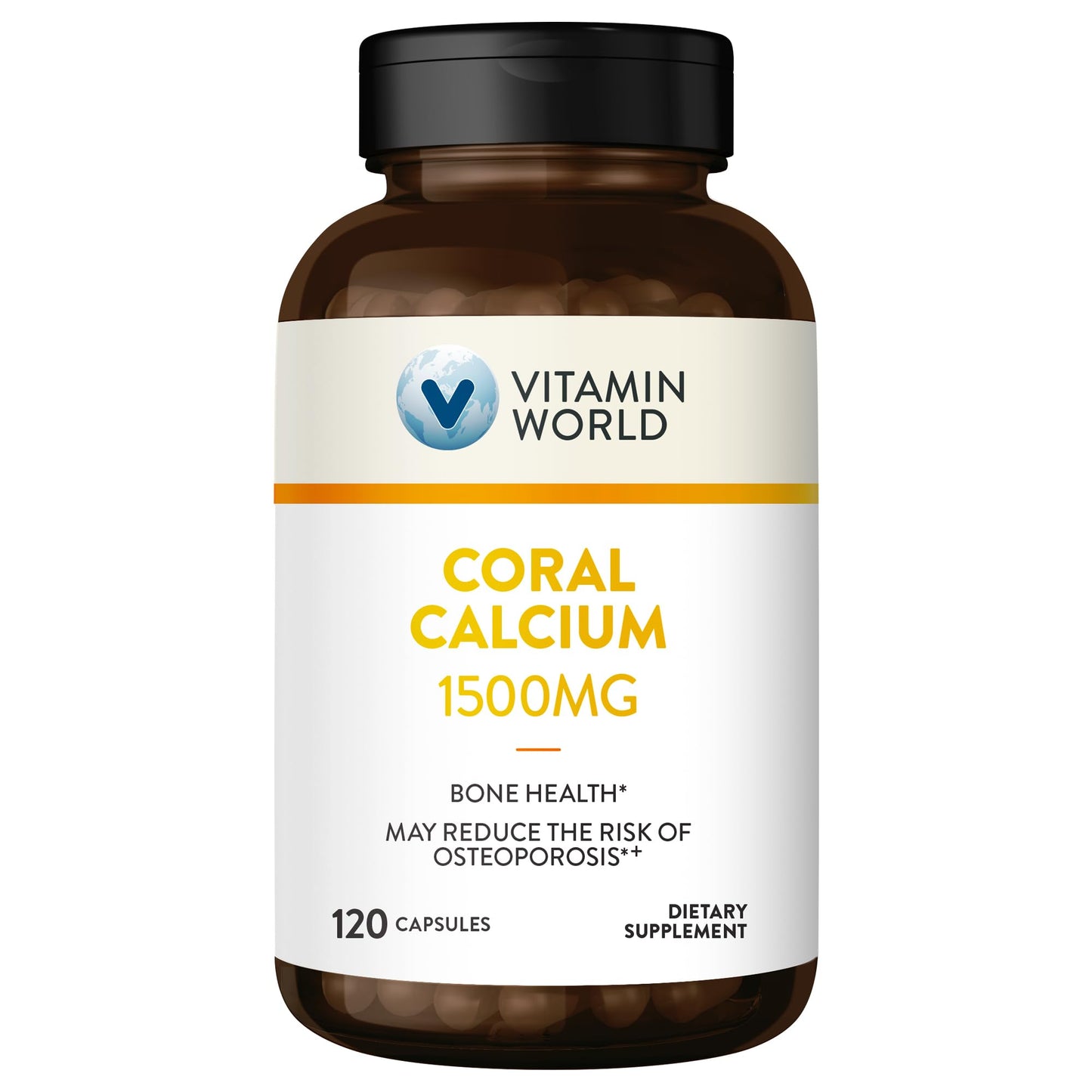Vitamin World Coral Calcium 1500 mg | 120 Rapid-Release Gluten Free Capsules
