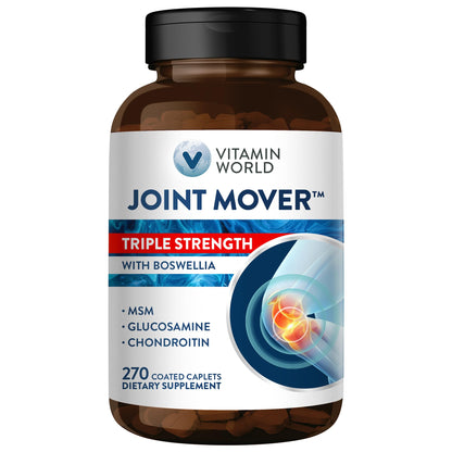 Vitamin World Triple Strength Joint Mover – Glucosamine, Chondroitin, MSM + Collagen & Boswellia – 270 Caplets