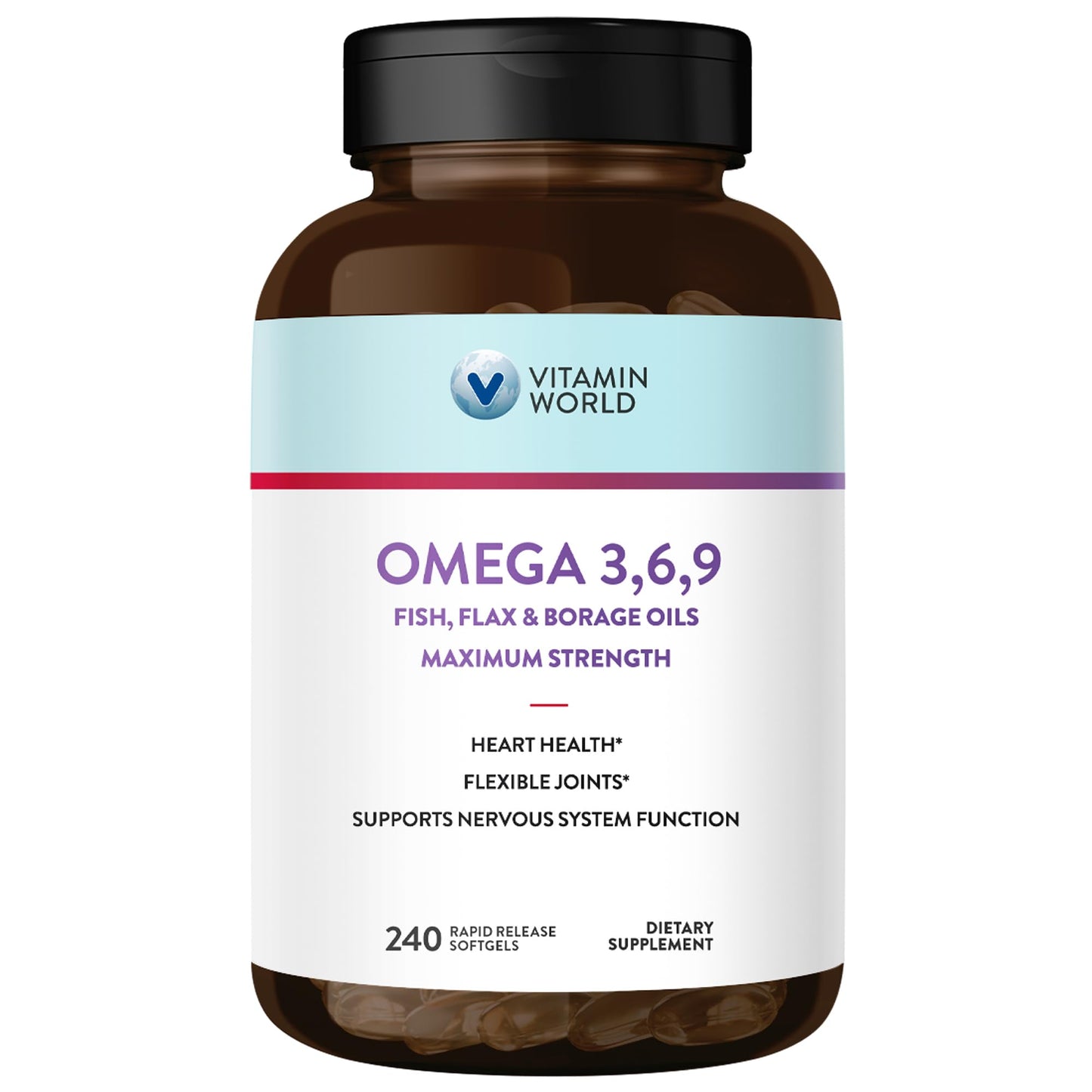 Vitamin World Triple Omega 3-6-9 3600mg with EPA & DHA – 240 Softgels, Gluten Free