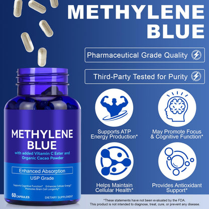 Methylene Blue Capsules 12 mg with Vitamin C Ester – 60 Capsules