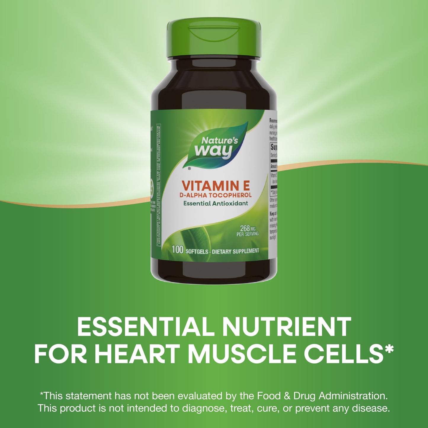Nature's Way Vitamin E D-Alpha Tocopherol 268 mg – 2 Pack, Gluten-Free, Antioxidant Support (Packaging May Vary)