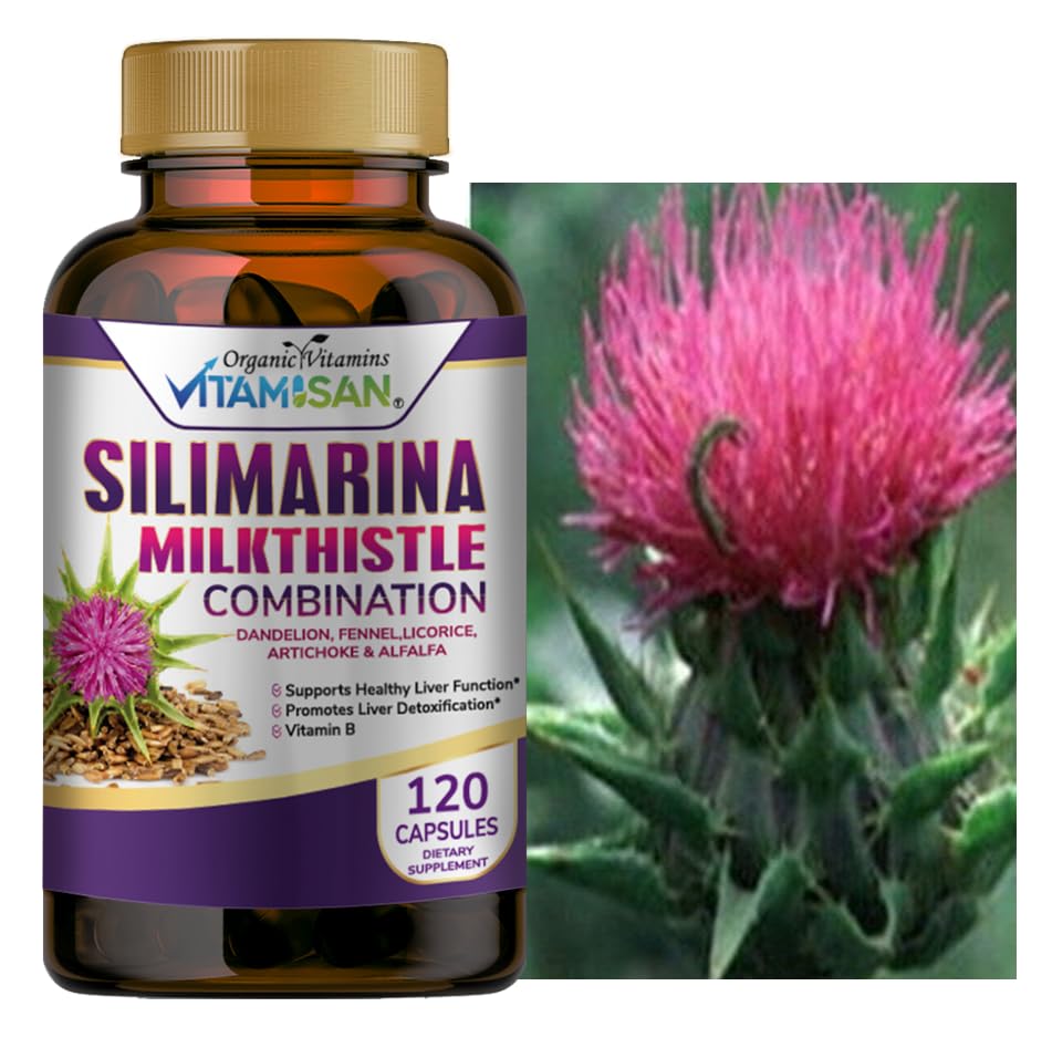 VITAMISAN Milk Thistle Silimarina Detox Formula with Dandelion, Fennel & Artichoke – 240 Capsules (Pack of 2)