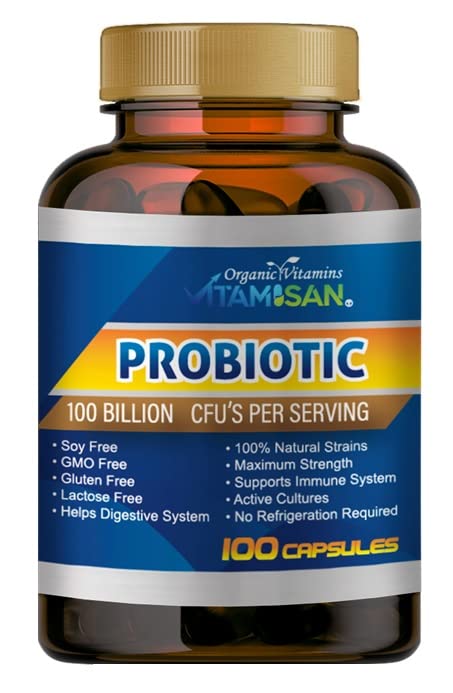 VITAMISAN Probiotics for Women, Men & Adults – Organic Prebiotic, 100 Capsules