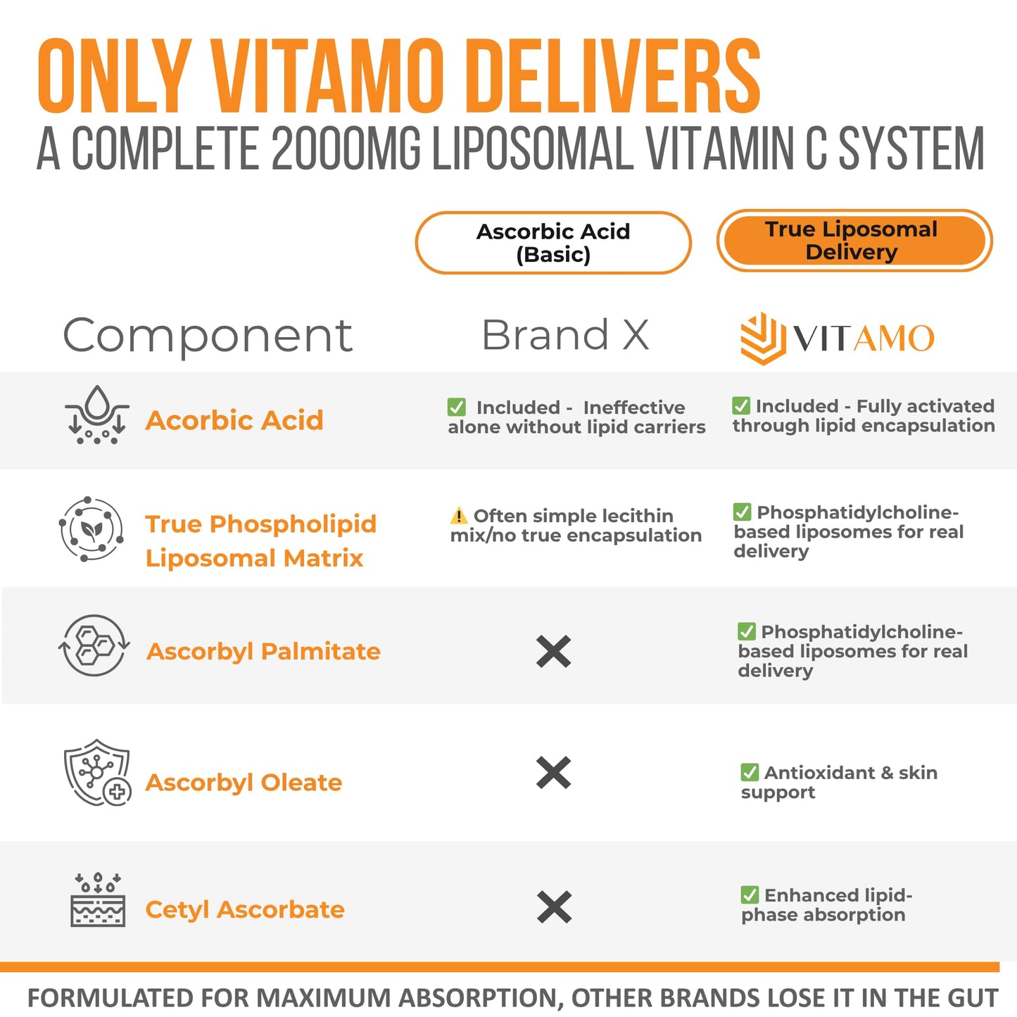 Vitamo Liposomal Vitamin C 2000mg | High-Absorption Immune Support & Skin Health | 300 Capsules