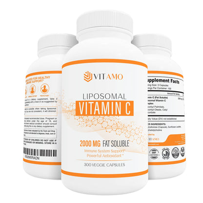 Vitamo Liposomal Vitamin C 2000mg | High-Absorption Immune Support & Skin Health | 300 Capsules
