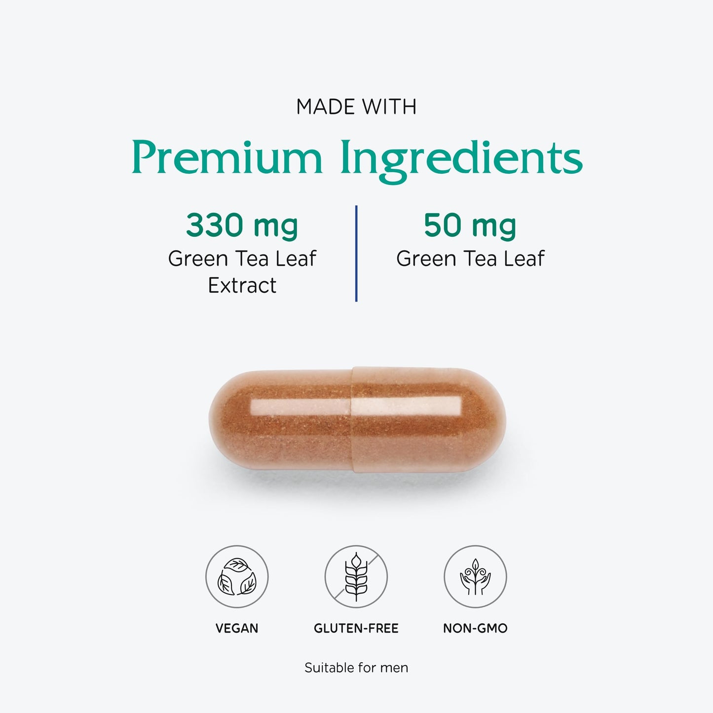 Vitanica Green Tea – 330 mg Green Tea Polyphenols | Immune & Breast Health Support | Vegan, 60 Caps