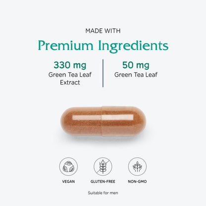 Vitanica Green Tea – 330 mg Green Tea Polyphenols | Immune & Breast Health Support | Vegan, 60 Caps