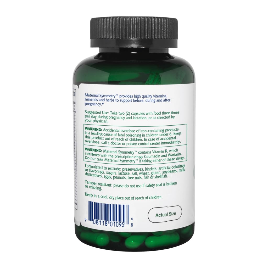 Vitanica Maternal Symmetry Prenatal & Postnatal Vitamins – Vegan, 180 Capsules