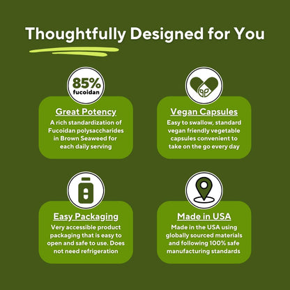 Vitapia Fucoidan 85% - 1000mg Per Serving | 120 Veggie Capsules | Immune & Digestive Support