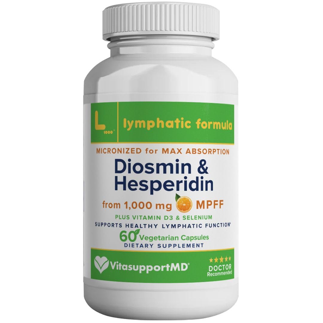 VITASUPPORTMD Lymphatic Formula – Diosmin Hesperidin 1000 mg, MPFF, Vitamin D3 & Selenium, 60 Capsules