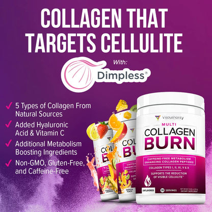 Vitauthority Hydrolyzed Collagen Powder – Burn Ultimate Beauty Complex for Women, Unflavored, 30 Servings