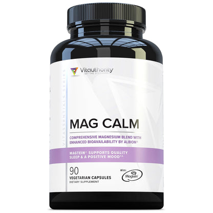 Vitauthority Magnesium L-Threonate Biglycenate Chelate Blend with GABA & L-Theanine Sleep Support - 90 Capsules (30 Servings)