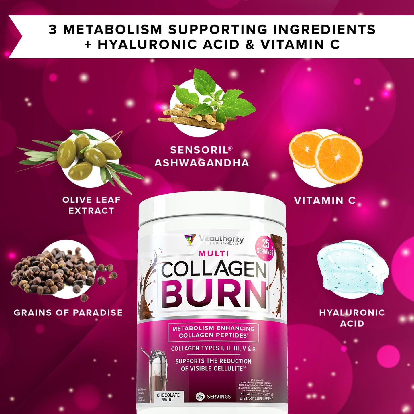 Vitauthority Collagen Peptides Powder – Chocolate, 25 Servings | Hair Skin Nails