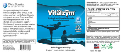VITÄLZYM Original Proteolytic Systemic Enzyme Formula – Serrapeptase Source | Immune & Joint Support | 450 Capsules