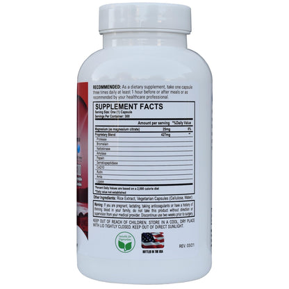 VITÄLZYM Cardio Proteolytic Systemic Enzymes – Serrapeptase, Nattokinase & CoQ10 (300 Capsules)