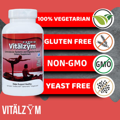 VITÄLZYM Cardio Proteolytic Systemic Enzymes – Serrapeptase, Nattokinase & CoQ10 (300 Capsules)