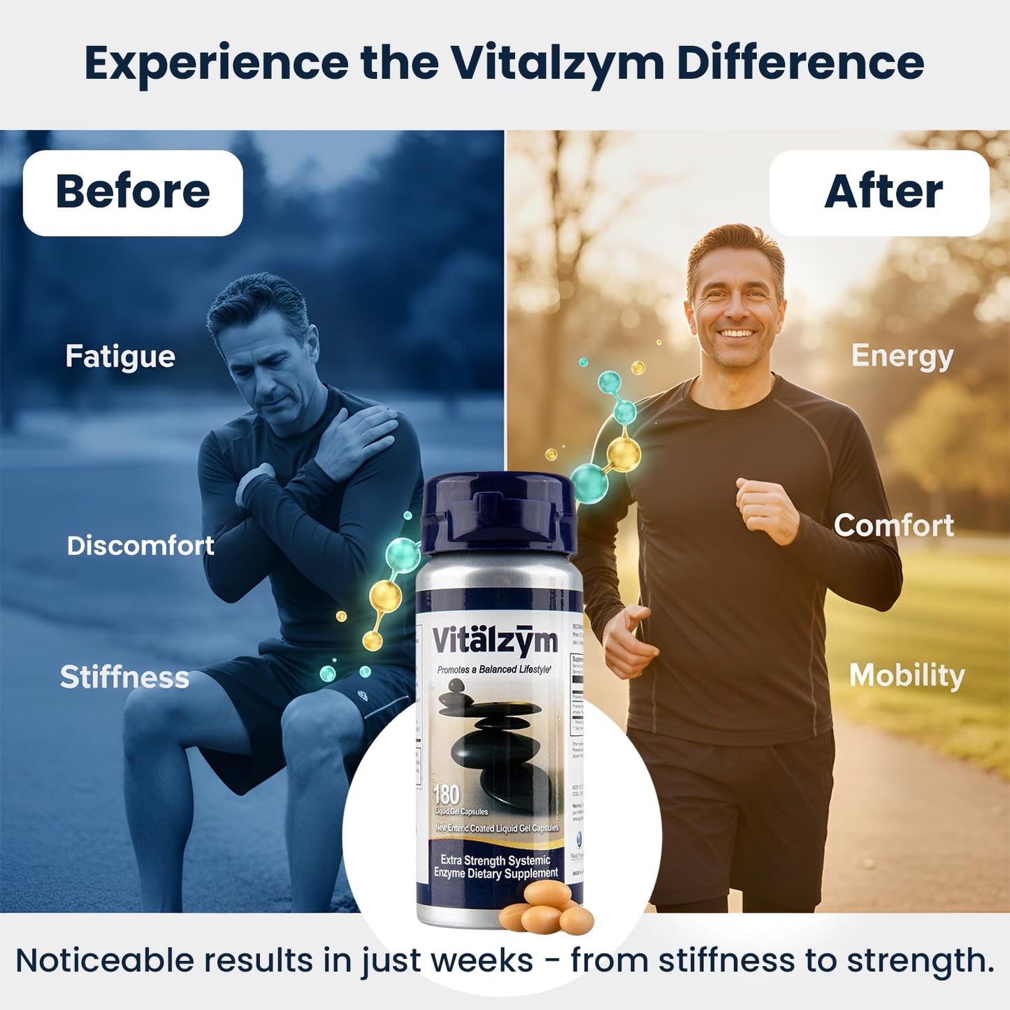 VITÄLZYM Proteolytic Systemic Enzymes Liquid Gel Capsules with Serrapeptase | Immune & Joint Support