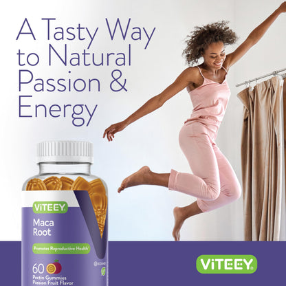 Viteey Black Maca Root Gummies – Energy, Mood & Hormonal Balance (60 Count) | Vegan & Gluten Free