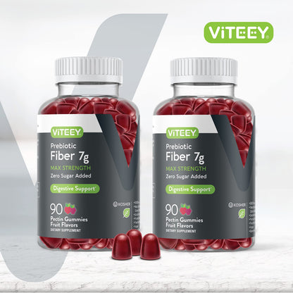 Viteey Prebiotic Fiber Gummies for Adults – 7g Per Serving, 2-Month Supply, Zero Sugar Added, Vegan & Gluten-Free