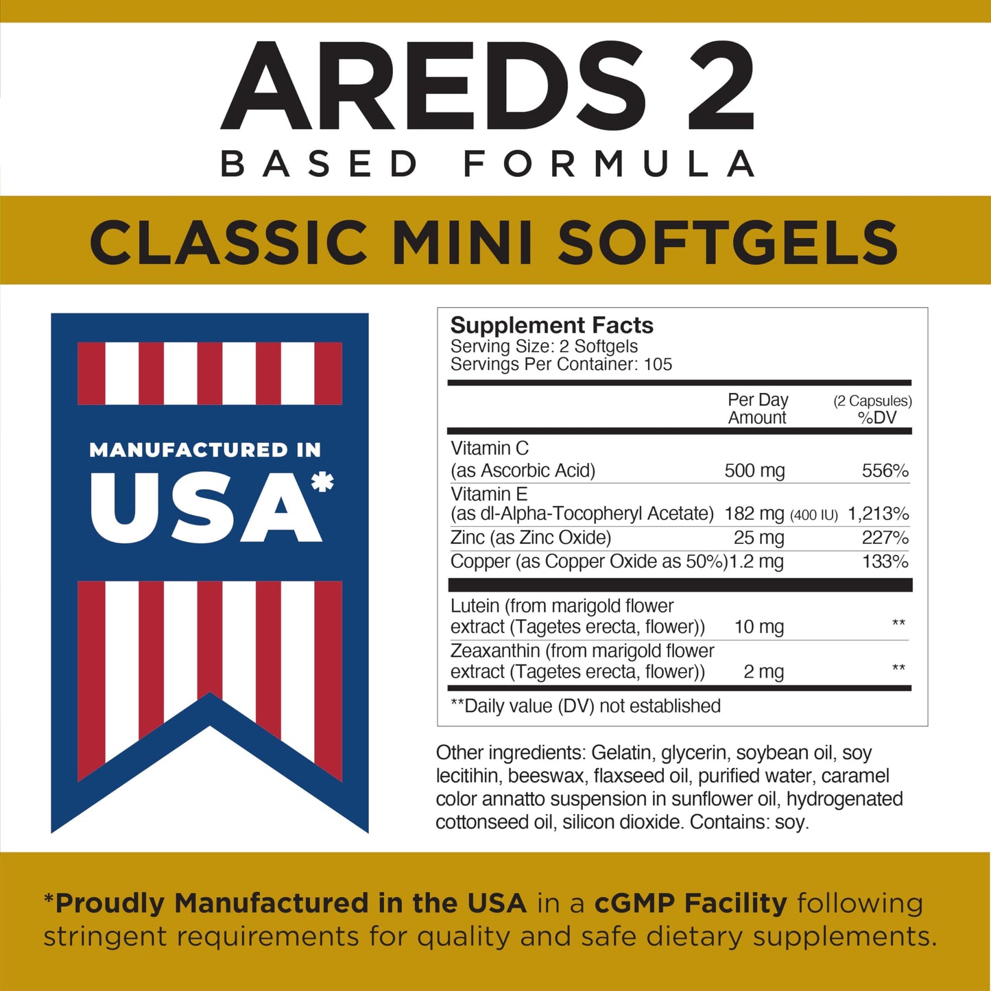 Viteyes AREDS 2 Classic Macular Health Softgels – Low Zinc, Beta-Carotene Free, 210 Softgels