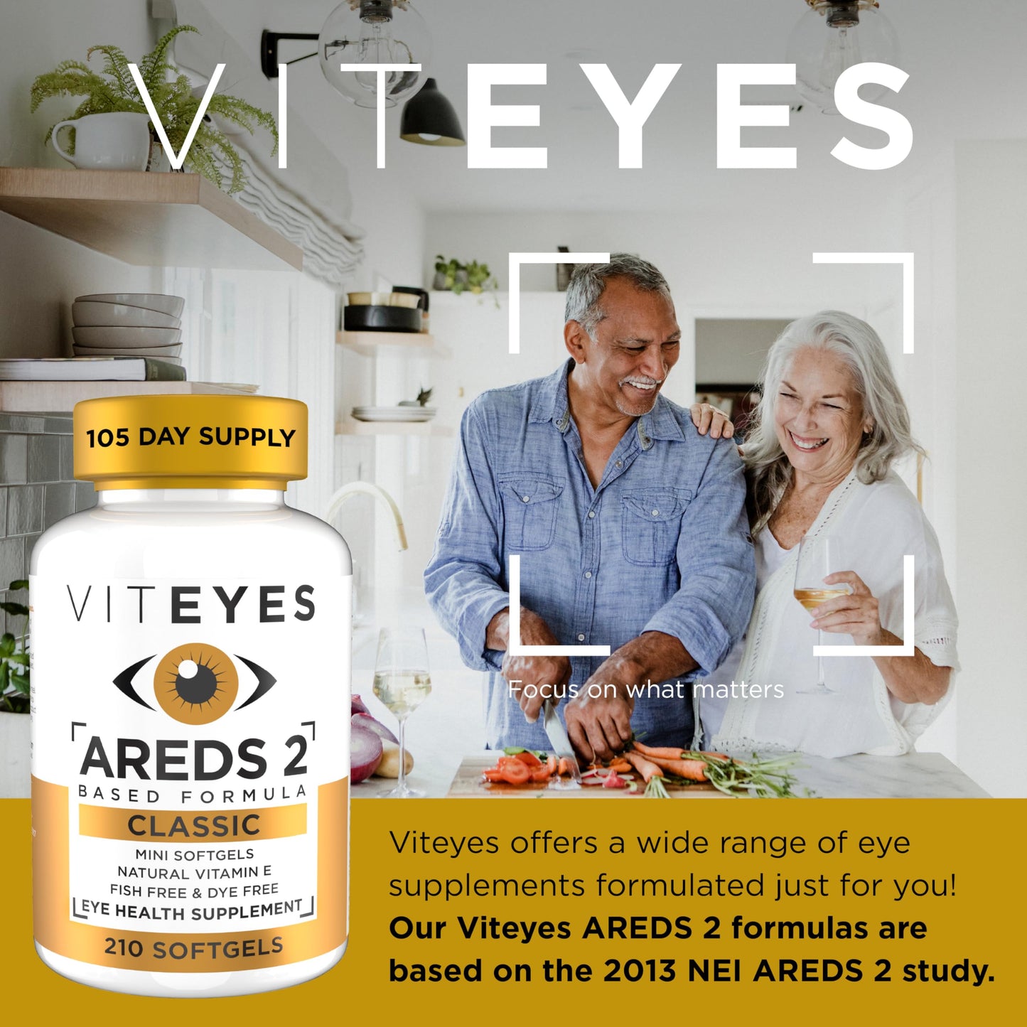 Viteyes AREDS 2 Classic Macular Health Softgels – Low Zinc, Beta-Carotene Free, 210 Softgels